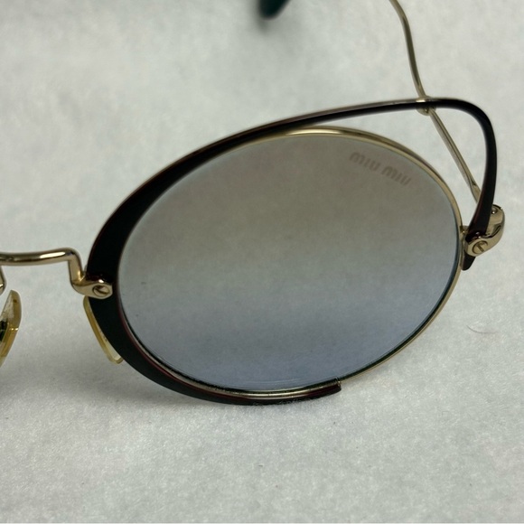 MIU MIU Sunglasses SMU51T Maroon Red w/ Gold Round w/ Cat Ears - Picture 14 of 14